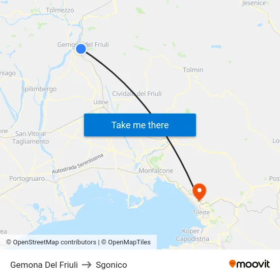 Gemona Del Friuli to Sgonico map
