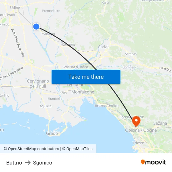 Buttrio to Sgonico map
