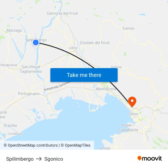 Spilimbergo to Sgonico map