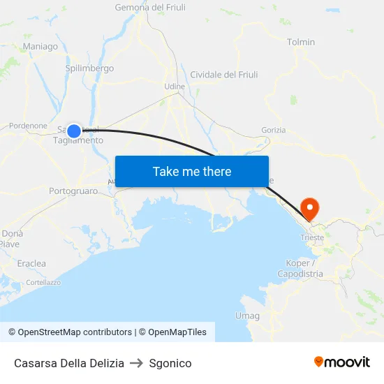 Casarsa della Delizia to Sgonico map