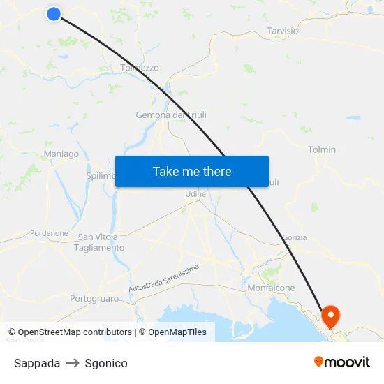 Sappada to Sgonico map