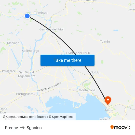 Preone to Sgonico map