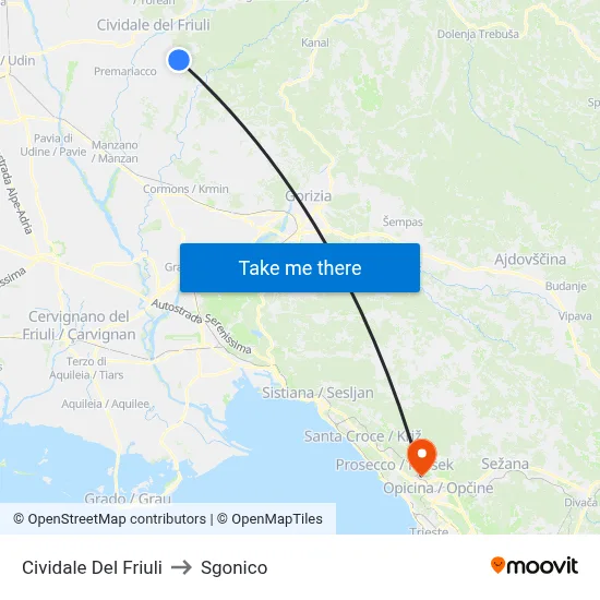 Cividale del Friuli to Sgonico map