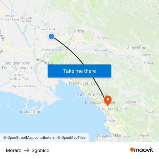 Moraro to Sgonico map