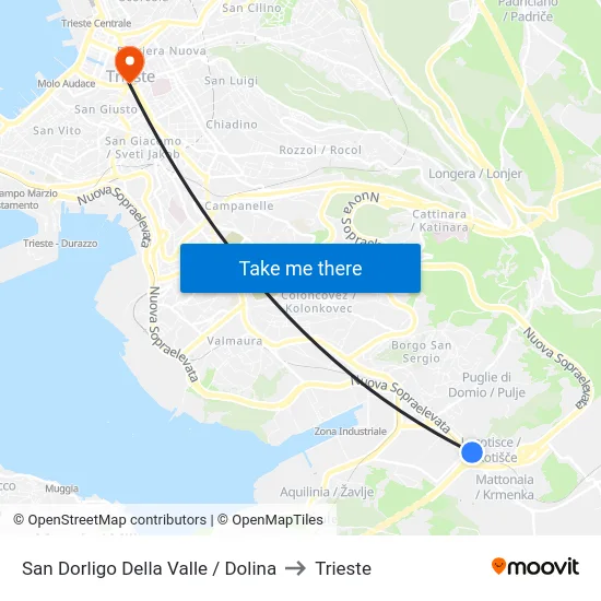 San Dorligo Della Valle / Dolina to Trieste map