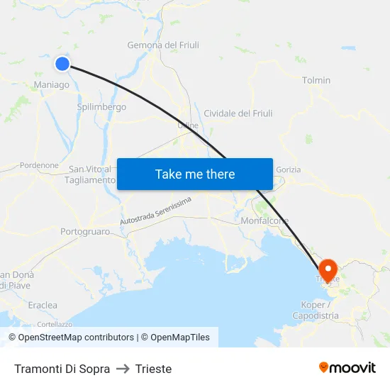 Tramonti Di Sopra to Trieste map