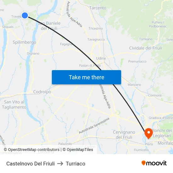 Castelnovo Del Friuli to Turriaco map