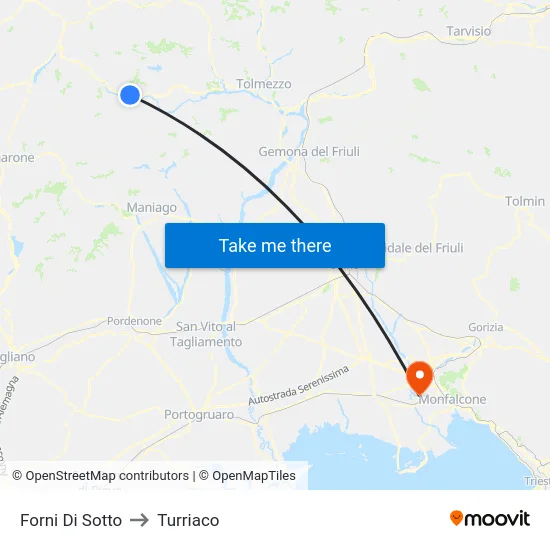 Forni Di Sotto to Turriaco map
