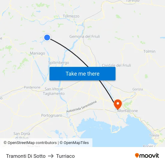Tramonti Di Sotto to Turriaco map