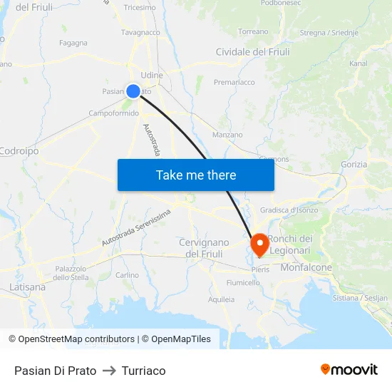 Pasian Di Prato to Turriaco map