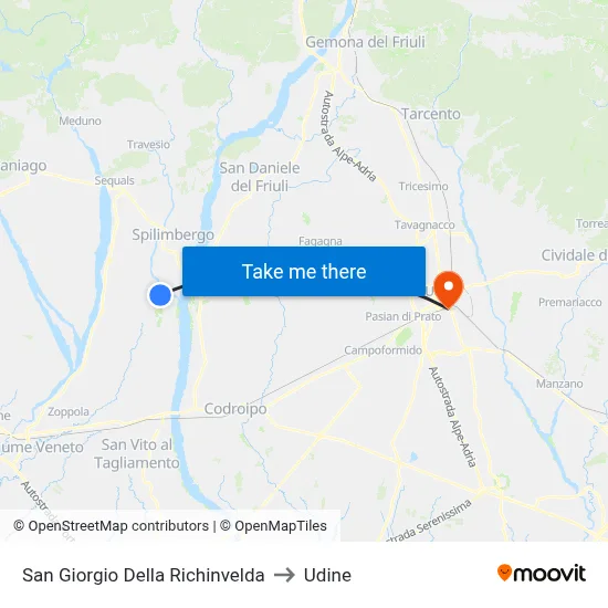 San Giorgio della Richinvelda to Udine map