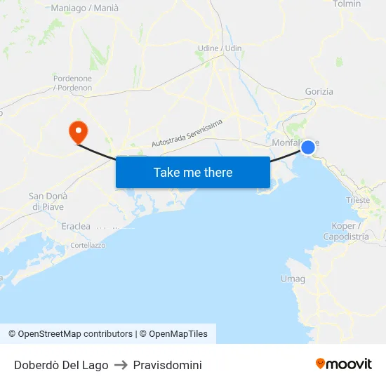 Doberdò del Lago to Pravisdomini map