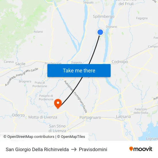 San Giorgio Della Richinvelda to Pravisdomini map