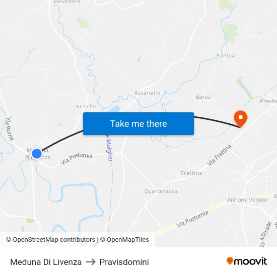 Meduna Di Livenza to Pravisdomini map