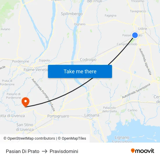 Pasian Di Prato to Pravisdomini map