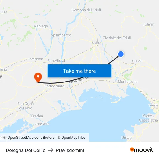 Dolegna Del Collio to Pravisdomini map