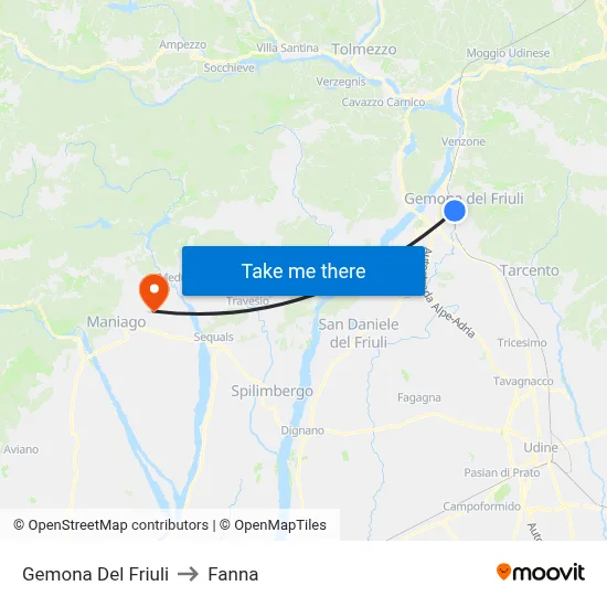 Gemona Del Friuli to Fanna map
