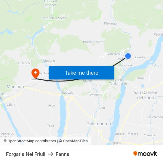 Forgaria nel Friuli to Fanna map
