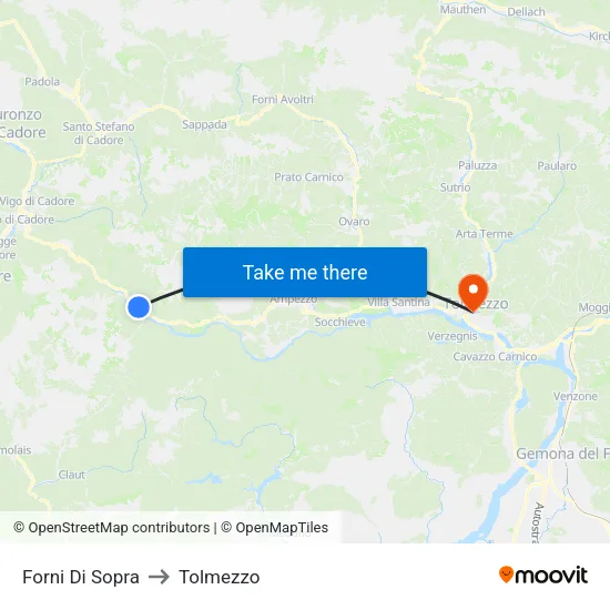Forni Di Sopra to Tolmezzo map