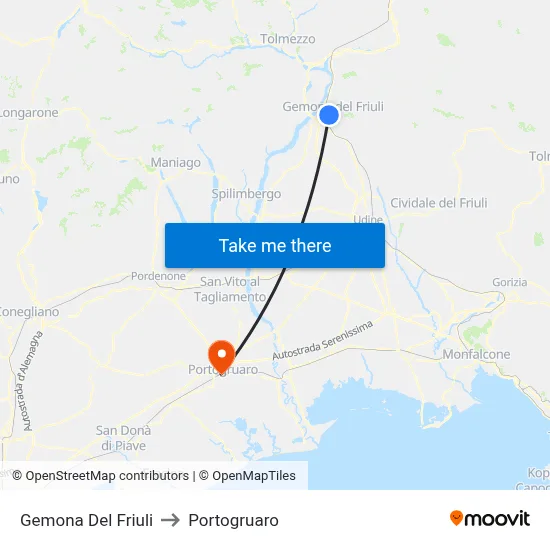 Gemona Del Friuli to Portogruaro map
