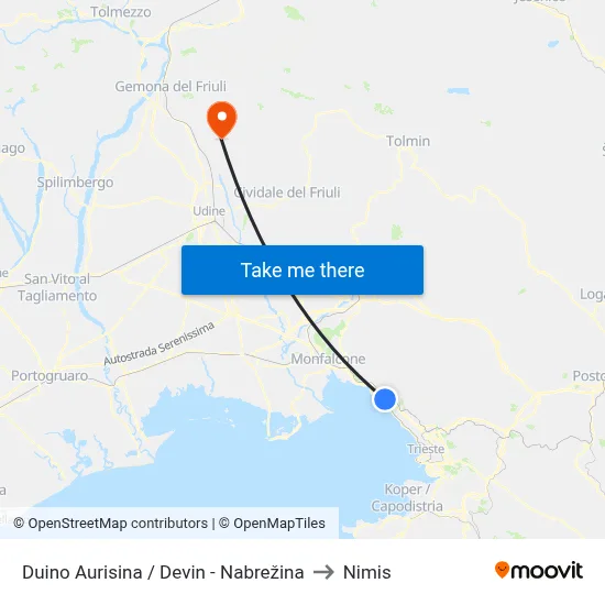 Duino Aurisina / Devin - Nabrežina to Nimis map