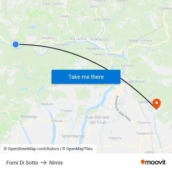 Forni di Sotto to Nimis map