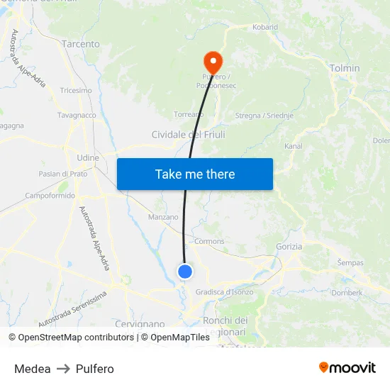 Medea to Pulfero map