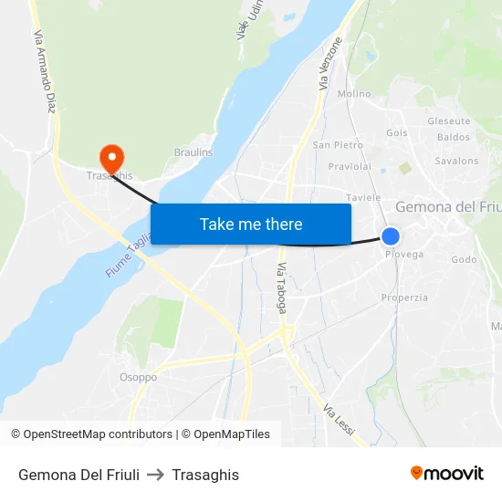 Gemona Del Friuli to Trasaghis map