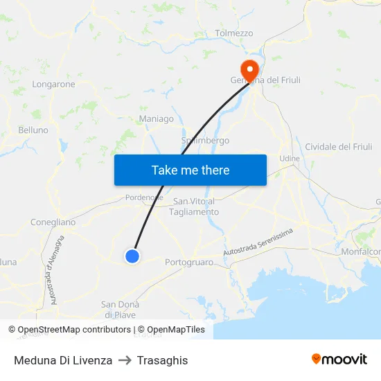 Meduna di Livenza to Trasaghis map