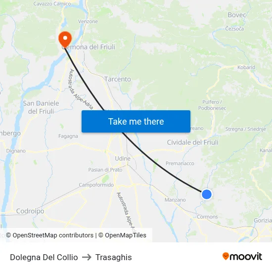 Dolegna del Collio to Trasaghis map