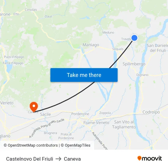 Castelnovo del Friuli to Caneva map