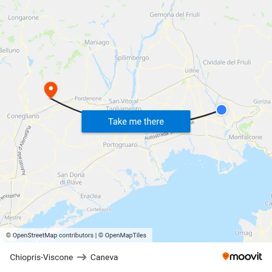 Chiopris-Viscone to Caneva map