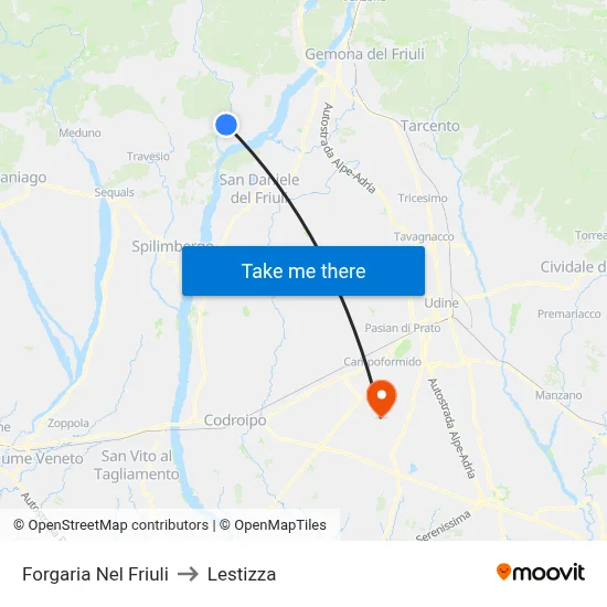 Forgaria nel Friuli to Lestizza map
