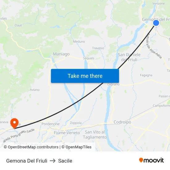 Gemona Del Friuli to Sacile map
