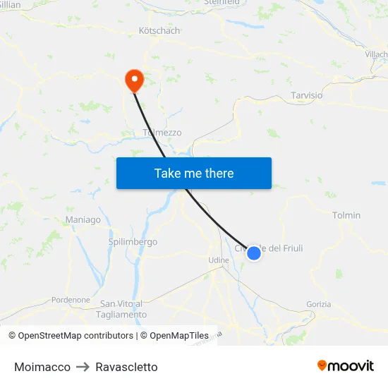Moimacco to Ravascletto map