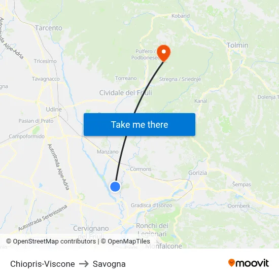 Chiopris-Viscone to Savogna map