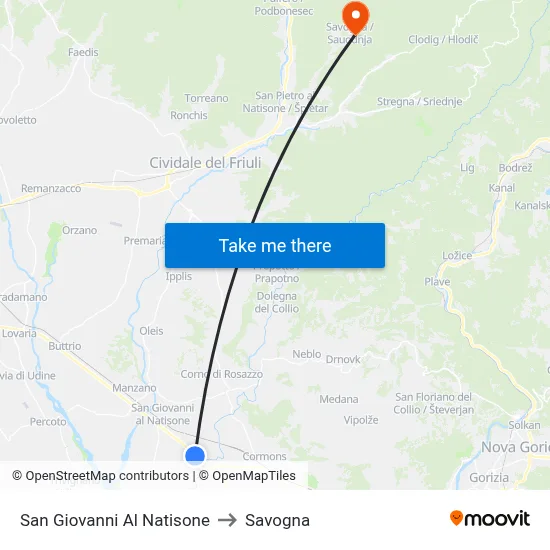San Giovanni Al Natisone to Savogna map
