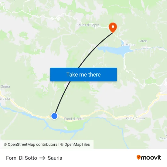 Forni di Sotto to Sauris map
