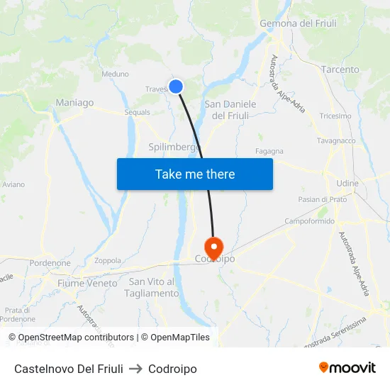 Castelnovo Del Friuli to Codroipo map
