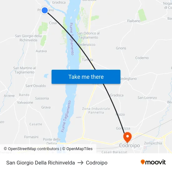 San Giorgio Della Richinvelda to Codroipo map