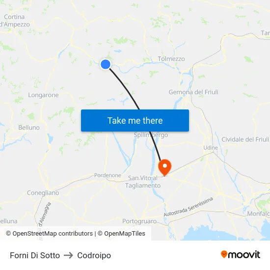 Forni Di Sotto to Codroipo map