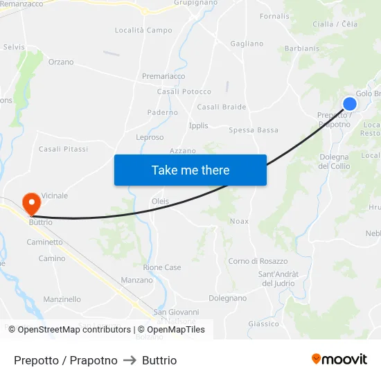 Prepotto / Prapotno to Buttrio map