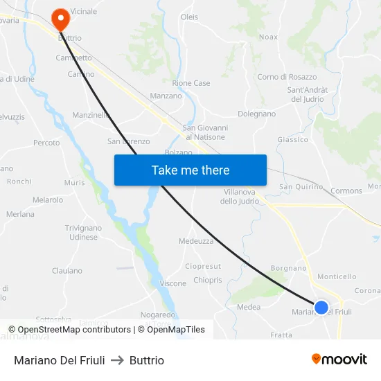 Mariano Del Friuli to Buttrio map