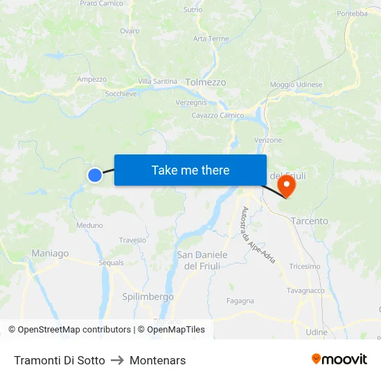 Tramonti di Sotto to Montenars map