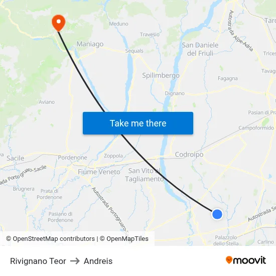 Rivignano Teor to Andreis map