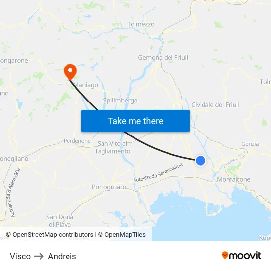 Visco to Andreis map