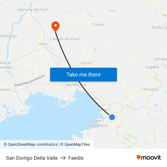 San Dorligo Della Valle to Faedis map