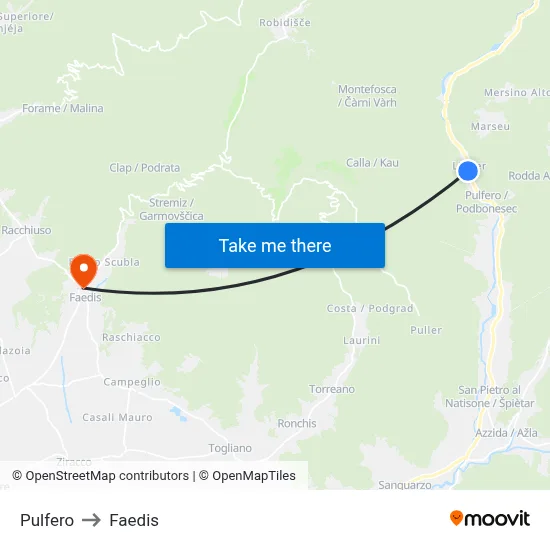 Pulfero to Faedis map