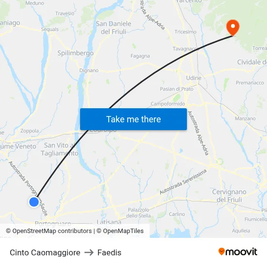 Cinto Caomaggiore to Faedis map