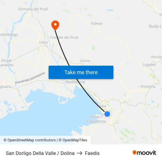 San Dorligo della Valle / Dolina to Faedis map